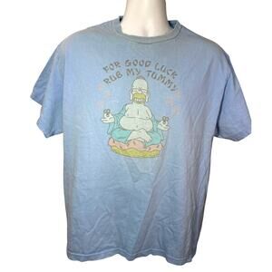 Vintage The Simpsons "Homer Buddha" Graphic Tee | Men's Large | Light Blue
